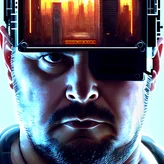 00044-2502982779-cyberpunk, armitage, closeup portrait of CharlyAmaralFace, brown buzzcut, cyborg, dramatic light, city background, sunset, dysto.png