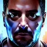 00048-2502982783-cyberpunk, armitage, closeup portrait of CharlyAmaralFace, brown buzzcut, cyborg, dramatic light, city background, sunset, dysto.png