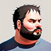 00076-2393944347-3D illustration depicting a scruffy bearded bald ginger CharlyAmaralFace, streaming videogames on twitch, complex artistic style.png