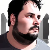 00129-1792318849-CharlyAmaralFace, black eye - patch, close - up portrait, plain white tshirt, powerfull, intricate, elegant, volumetric lighting.png