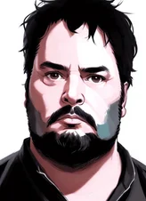 00131-3780351877-Half body portrait of CharlyAmaralFace warrior with long black hair and facial hair wearing a black jacket. In style of Yoji Shi.png